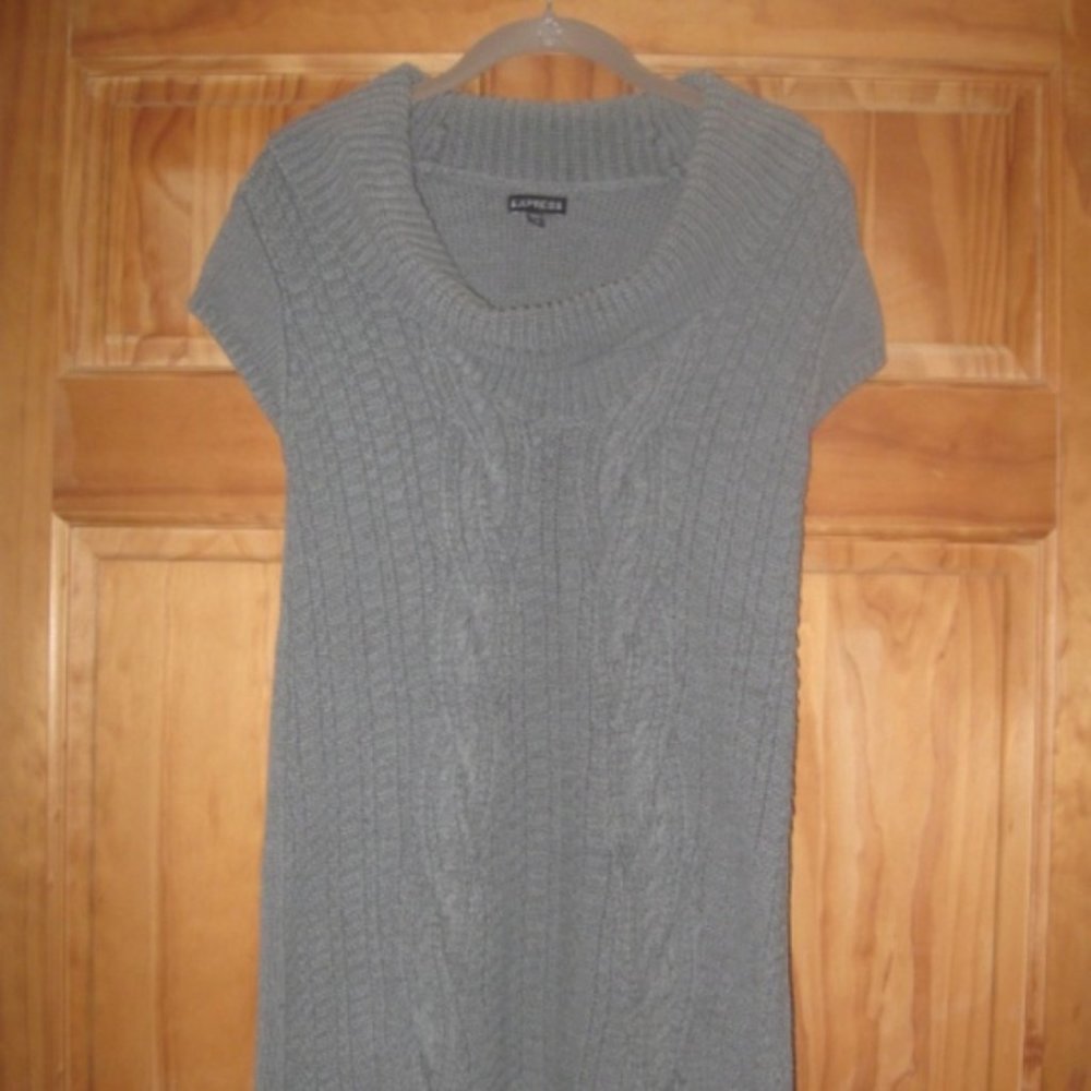 Express Gray Cowl Neck Cable Knit Sweater Dress